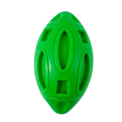 Squeaky Rubber Dog Rugby Ball Durable Fetch Toy
