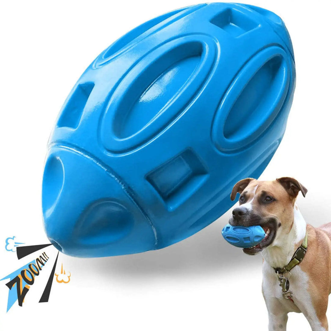 Squeaky Rubber Dog Rugby Ball Durable Fetch Toy