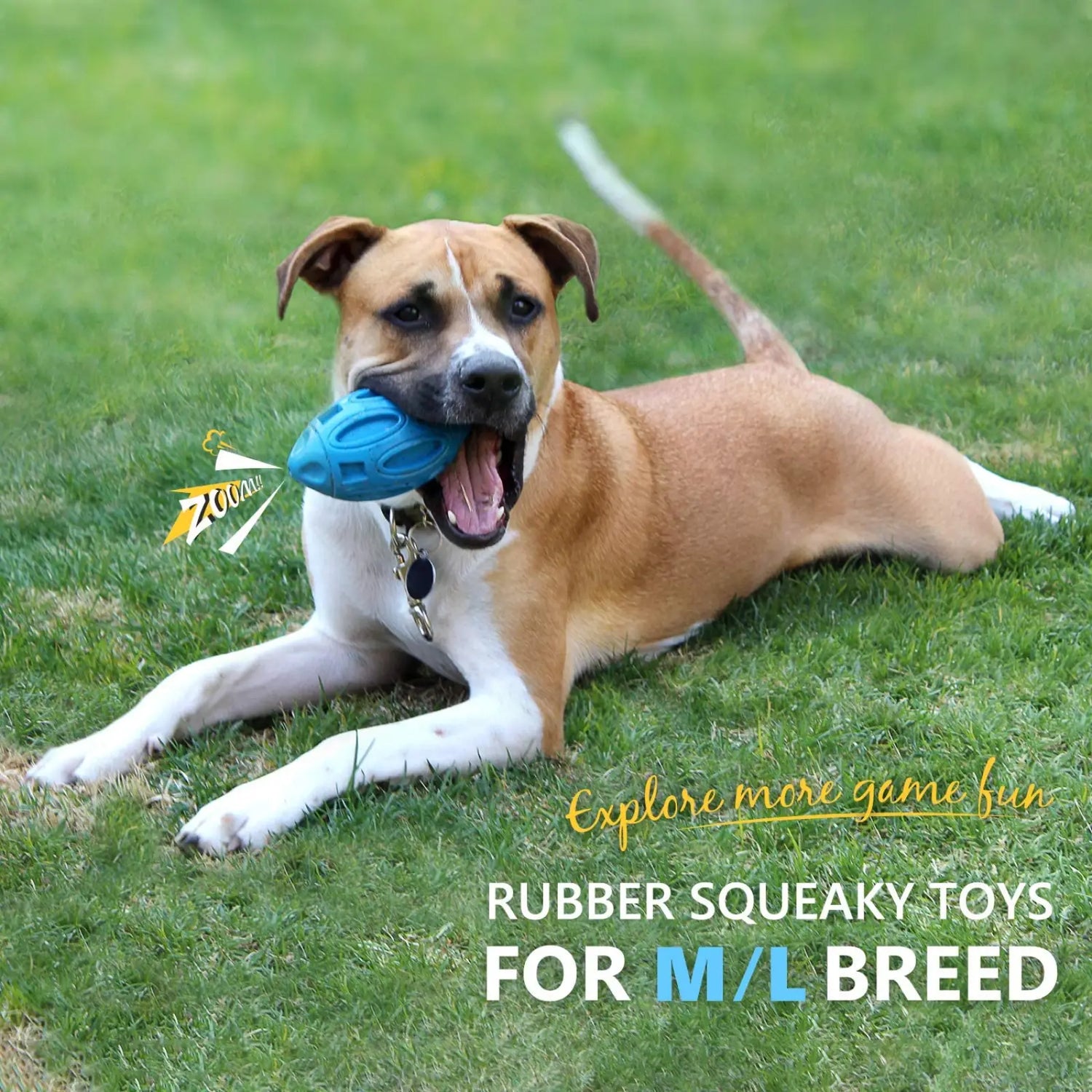 Squeaky Rubber Dog Rugby Ball Durable Fetch Toy