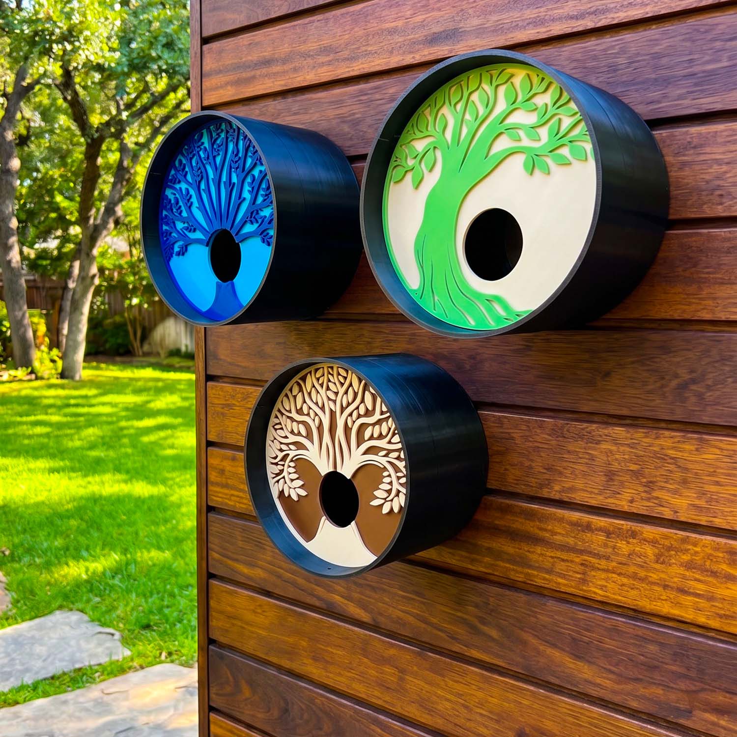 ADG42 Tranquil Tree Modern Round Birdhouses with Easy Maintenance Clean Out