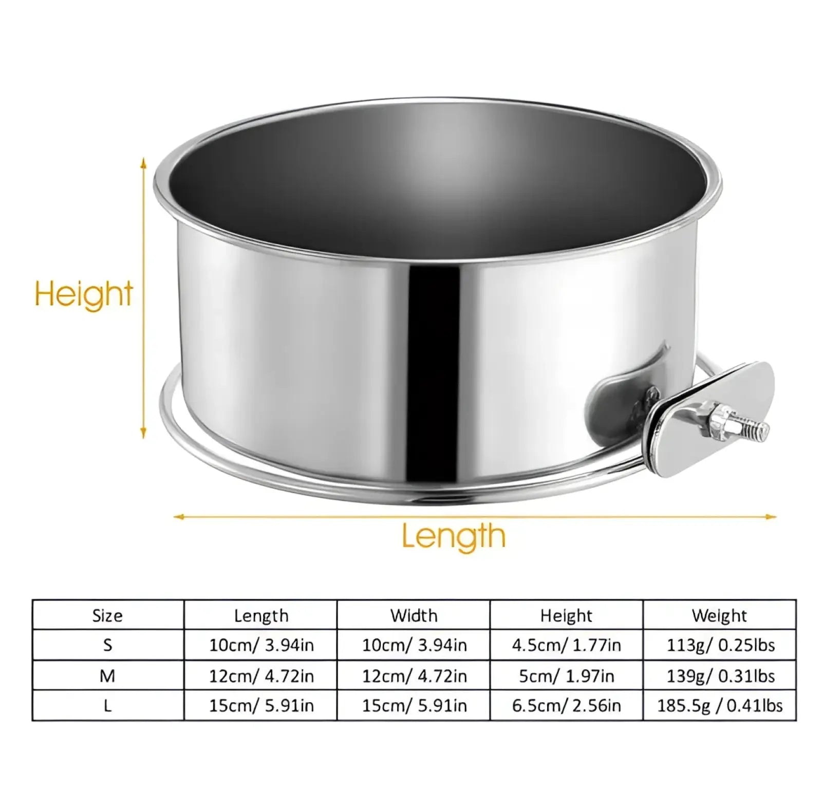 Stainless Steel Crate Dog Bowl Hanging Pet Food Dish