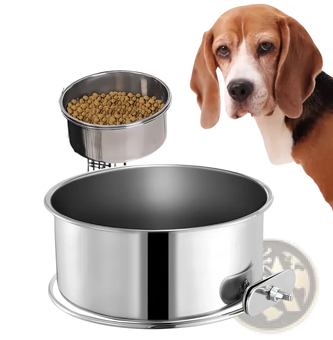 Stainless Steel Crate Dog Bowl Hanging Pet Food Dish