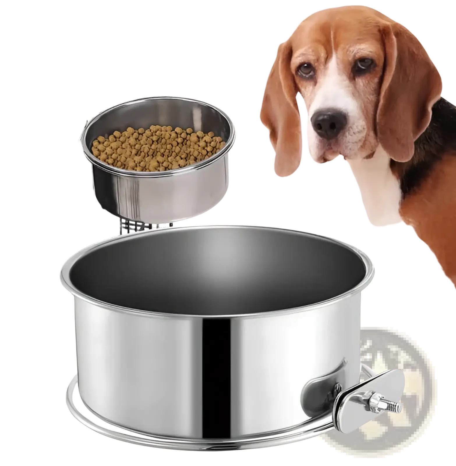 Stainless Steel Crate Dog Bowl Hanging Pet Food Dish
