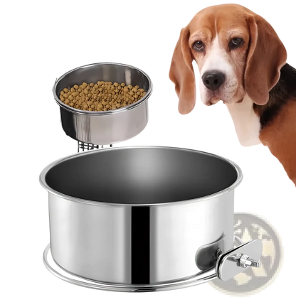 Stainless Steel Crate Dog Bowl Hanging Pet Food Dish