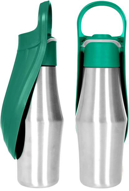 Stainless Steel Pet Water Bottle with Silicone Bowl