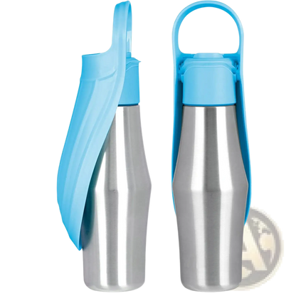 Stainless Steel Pet Water Bottle with Silicone Bowl