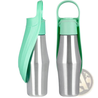 Stainless Steel Pet Water Bottle with Silicone Bowl