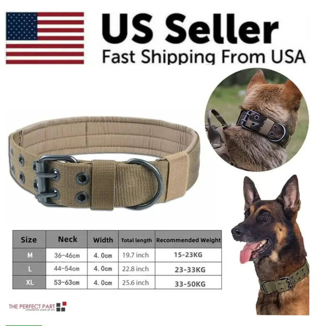 Tactical Dog Collar Heavy Duty Nylon Metal Buckle