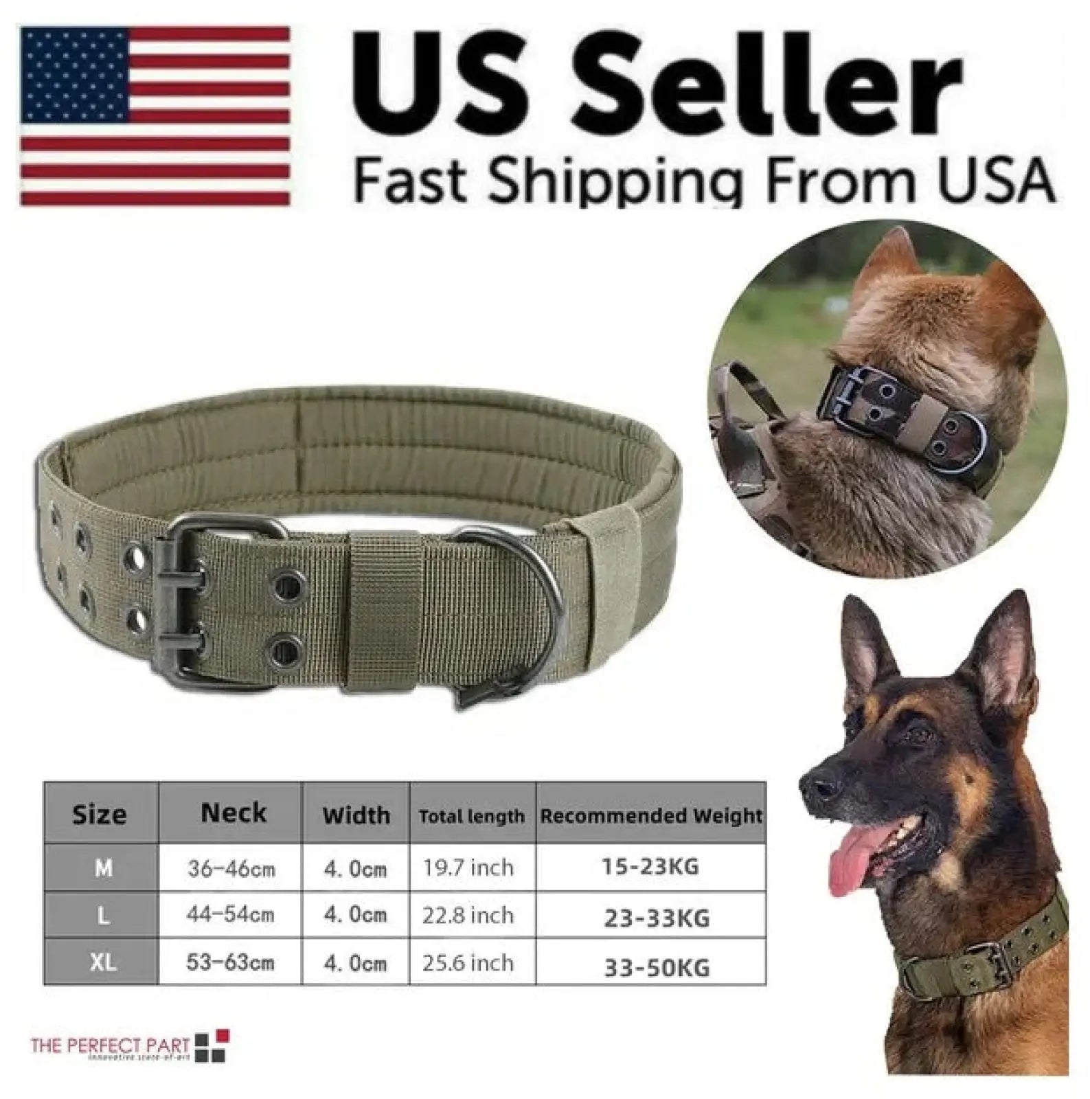Tactical Dog Collar Heavy Duty Nylon Metal Buckle