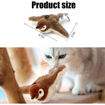Usb Flapping Bird Cat Toy Realistic Chirping Sparrow