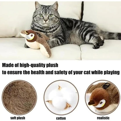 Usb Flapping Bird Cat Toy Realistic Chirping Sparrow