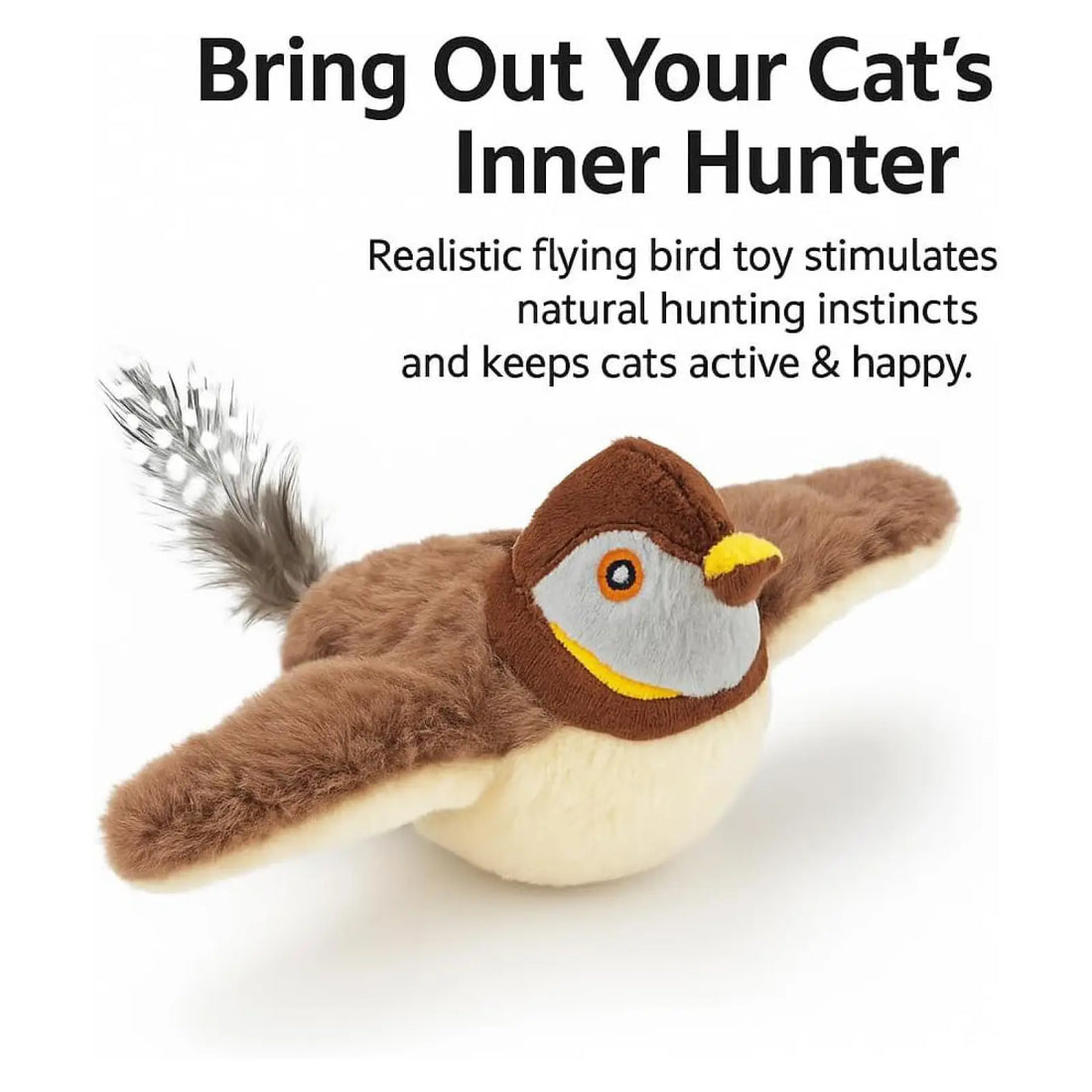 Usb Flapping Bird Cat Toy Realistic Chirping Sparrow