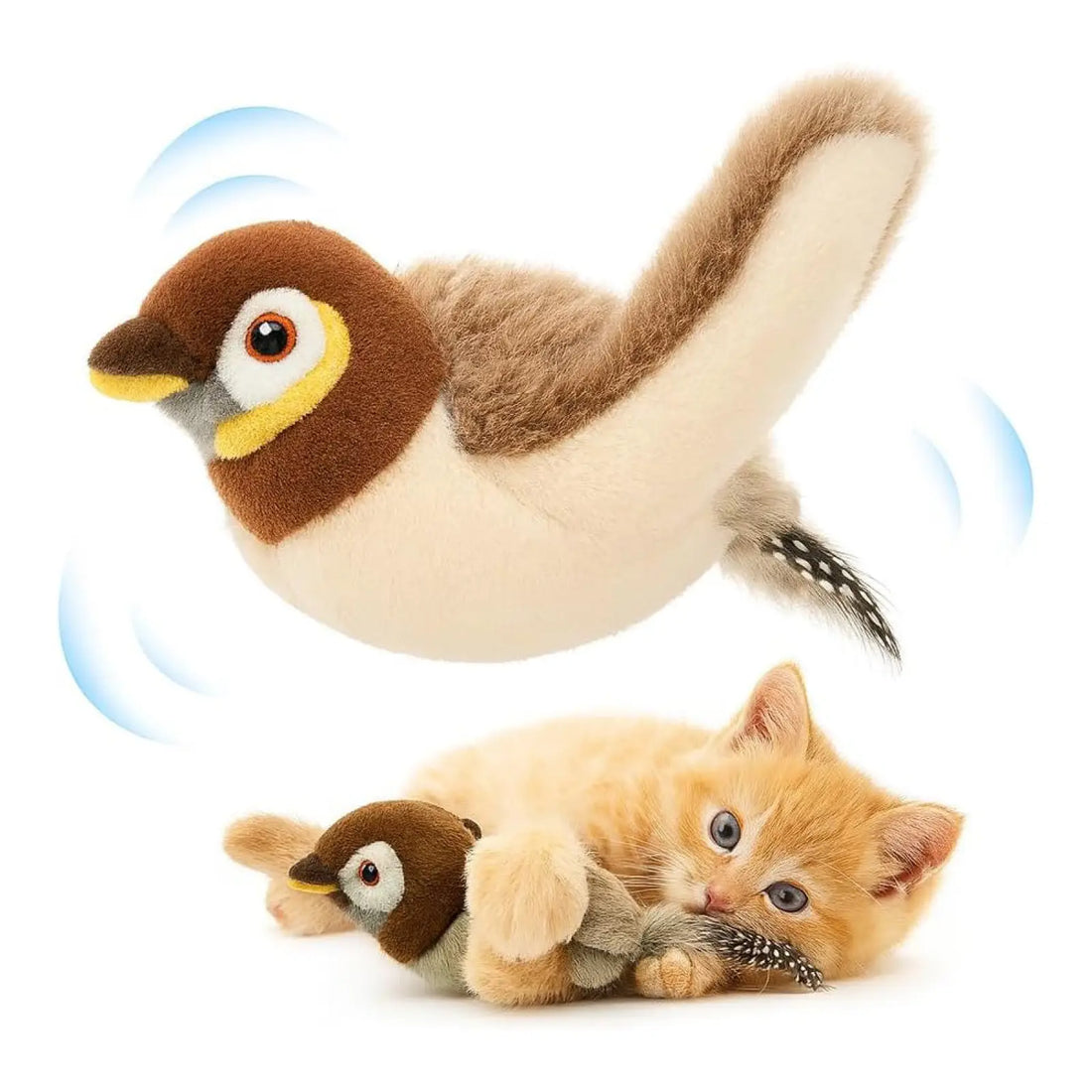 Usb Flapping Bird Cat Toy Realistic Chirping Sparrow