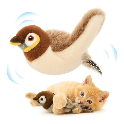 Usb Flapping Bird Cat Toy Realistic Chirping Sparrow