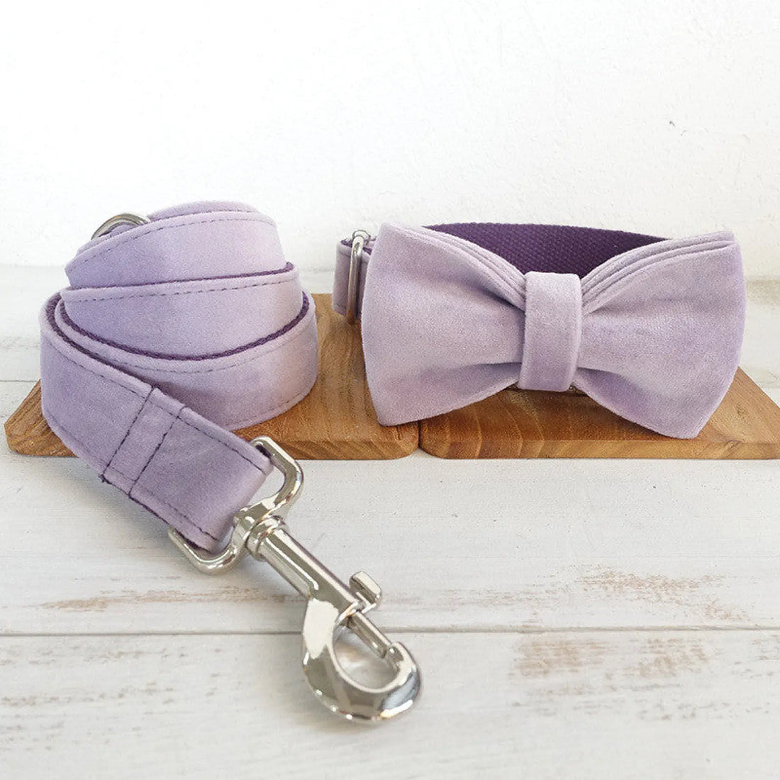 Velvet Pet Leash and Harness Set Light Purple