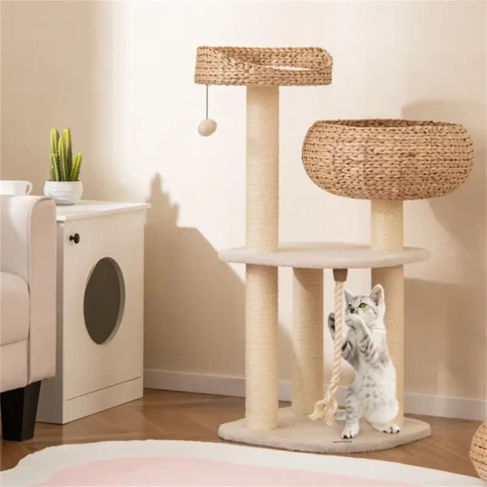 Water Hyacinth Cat Tree 41 Inch Sisal Scratching Post