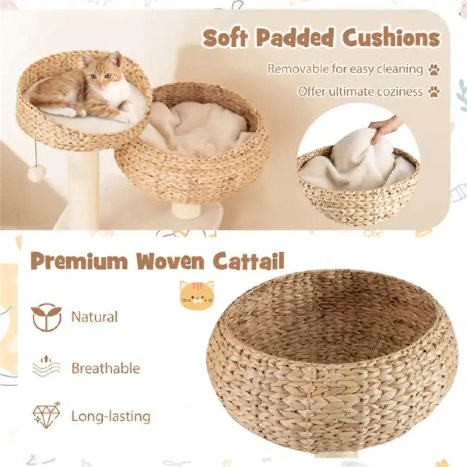 Water Hyacinth Cat Tree 41 Inch Sisal Scratching Post