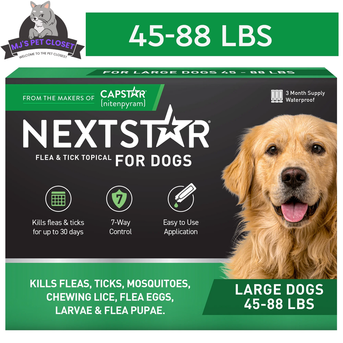 Protect Your Dog from Fleas &amp; Ticks with NEXTSTAR: Fast-Acting 3-Month Supply for Dogs 45-88 Lbs