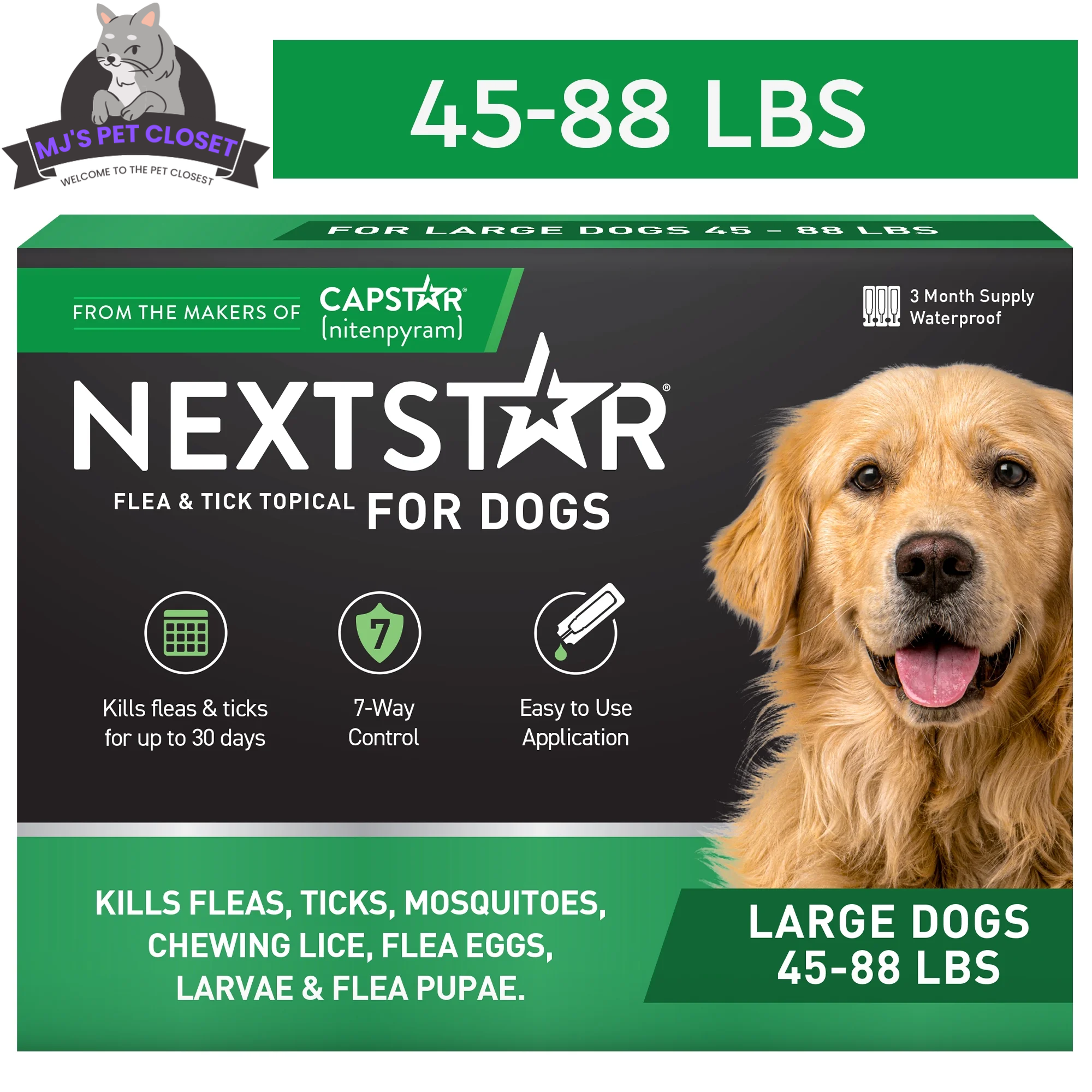 Protect Your Dog from Fleas &amp; Ticks with NEXTSTAR: Fast-Acting 3-Month Supply for Dogs 45-88 Lbs