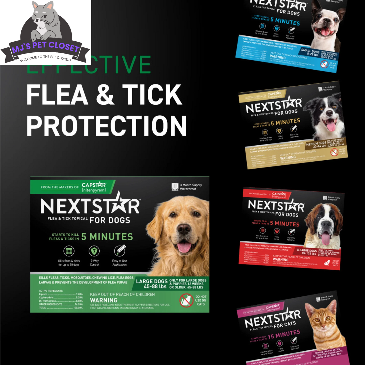 Protect Your Dog from Fleas &amp; Ticks with NEXTSTAR: Fast-Acting 3-Month Supply for Dogs 45-88 Lbs