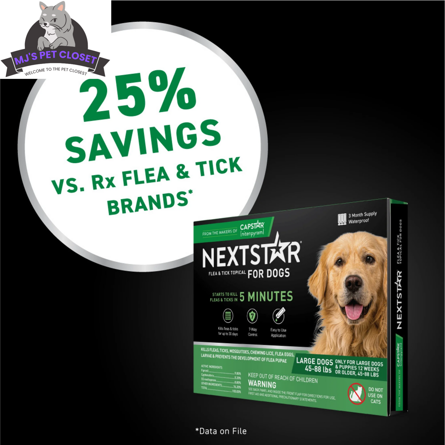 Protect Your Dog from Fleas &amp; Ticks with NEXTSTAR: Fast-Acting 3-Month Supply for Dogs 45-88 Lbs