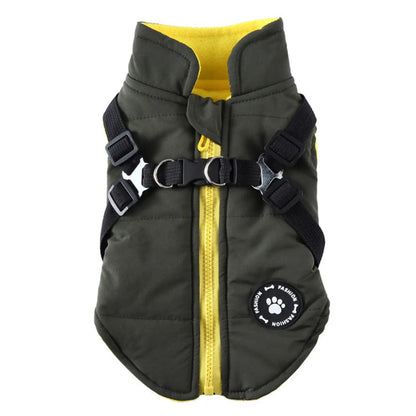Waterproof Dog Harness Jacket Cotton Padded Coat