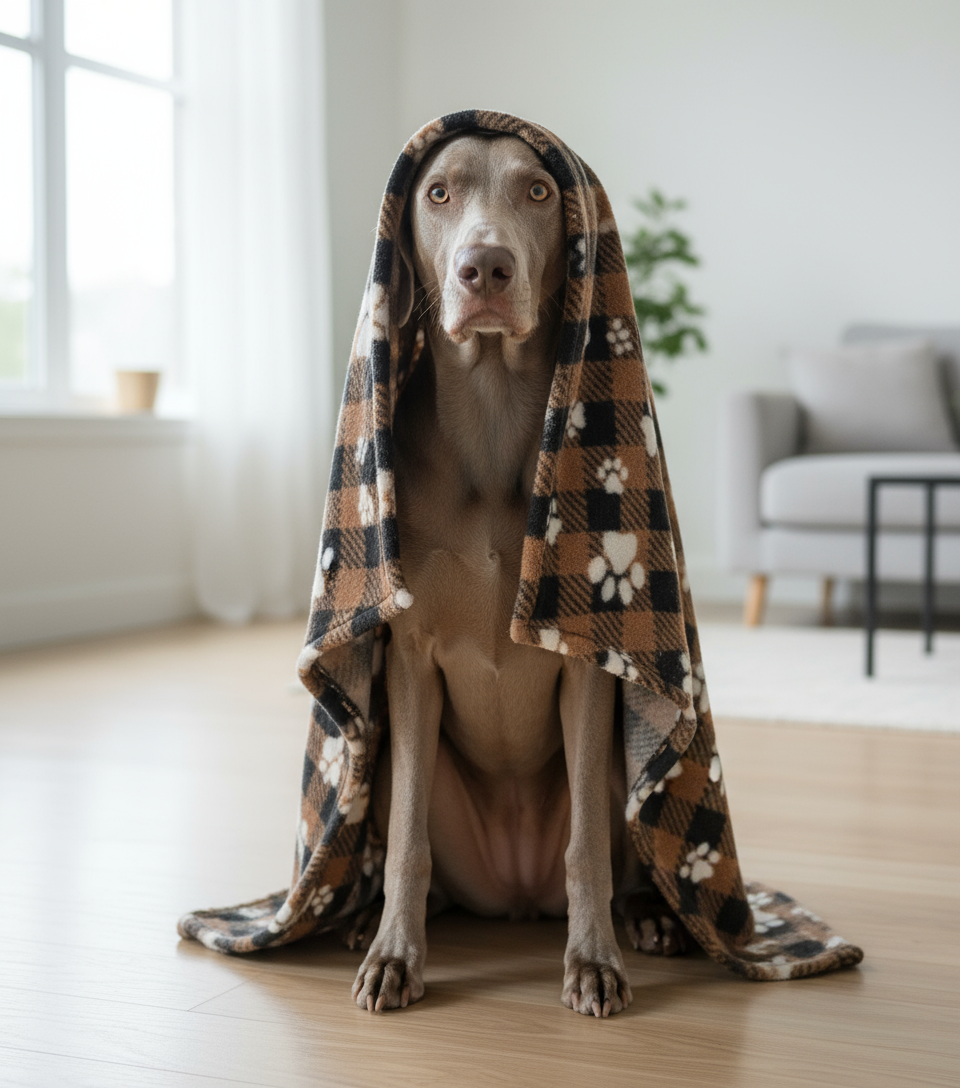 Dog Blanket  - brown plaid foot print