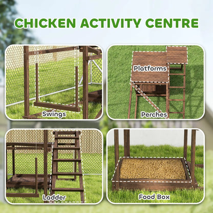 Wooden Chicken Activity Play Set with Perch and Swing