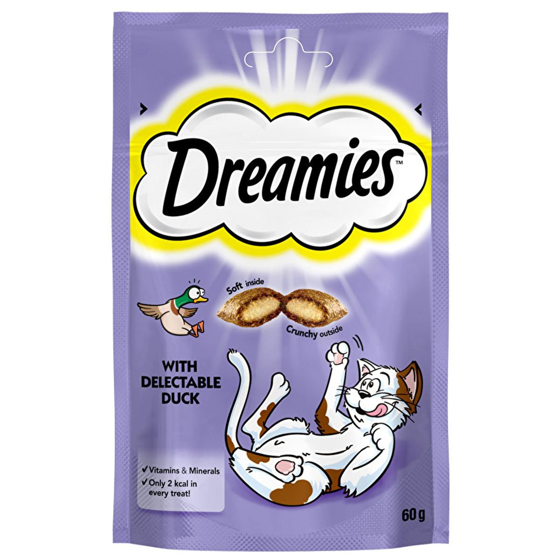 Dreamies Duck Flavored Cat Treats - Soft &amp; Crunchy, Nutritious Reward for Cats