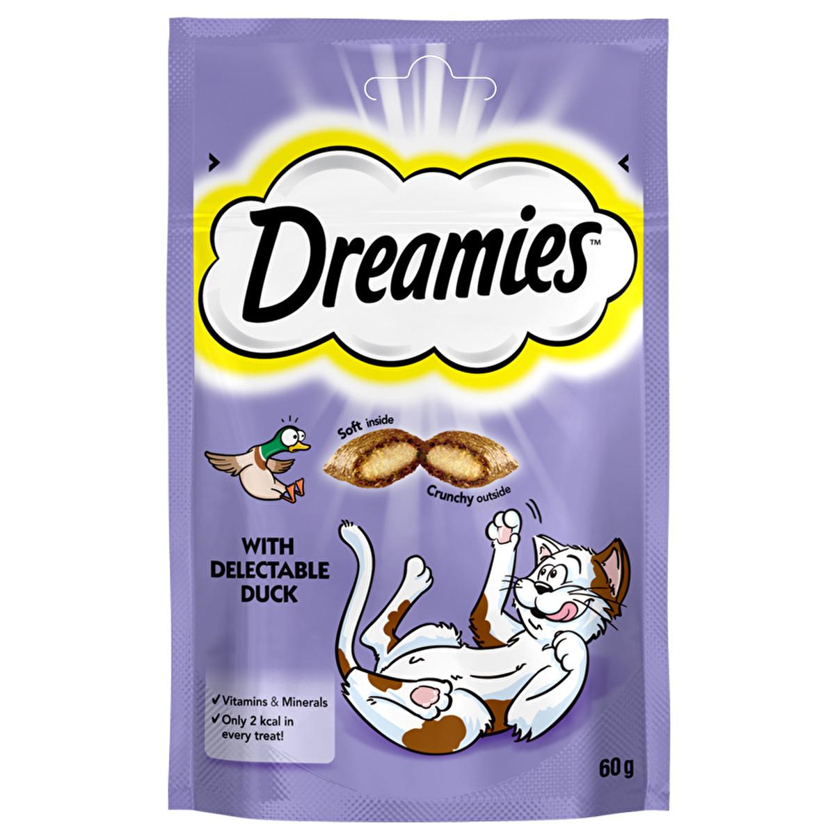 Dreamies Duck Flavored Cat Treats - Soft &amp; Crunchy, Nutritious Reward for Cats